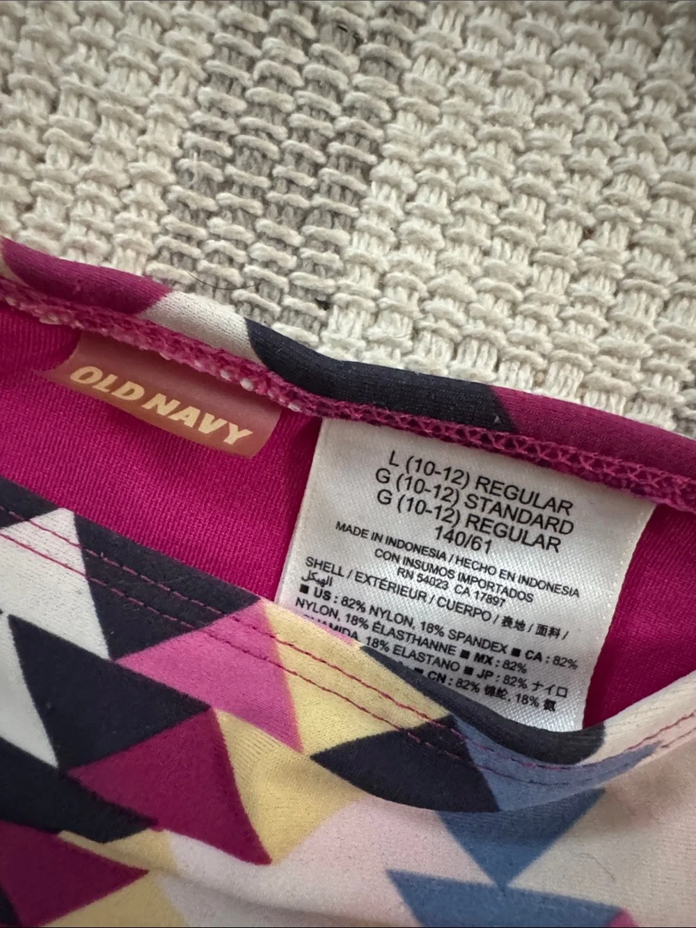 Old Navy Girls' Pink Multi-Color Geometric Tankini Set